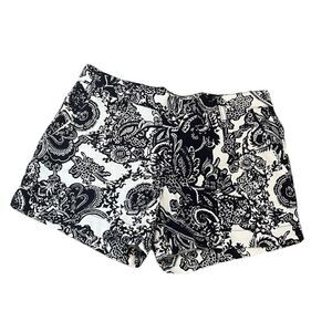 NWOT JOE FRESH White & Dark Navy Paisley Print Cotton Stretch Short 0